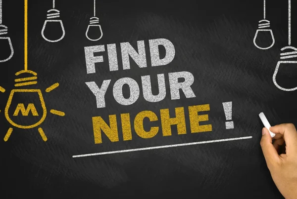 an image about niche selection stating 'find your niche.'