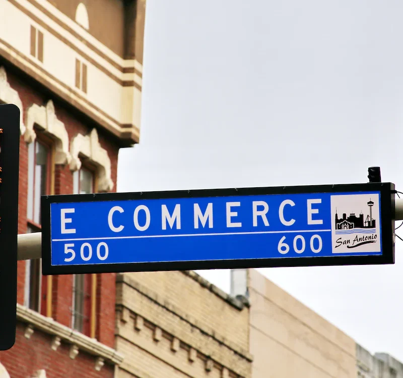 Picture of a street sign reading Ecommerce.